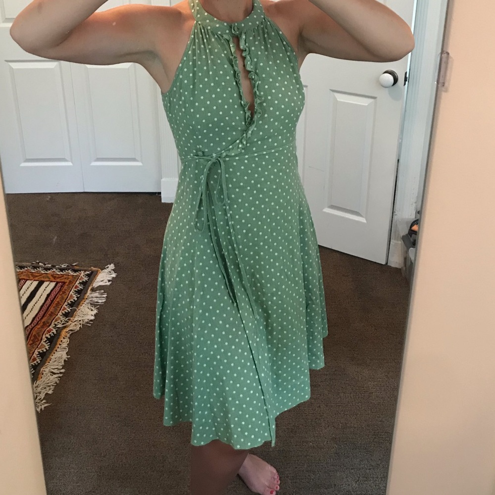 Sisley Green Polka Dot Midi Dress